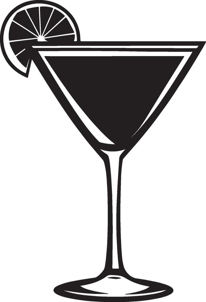Black illustration of a simple cocktail glass silhouette. vector