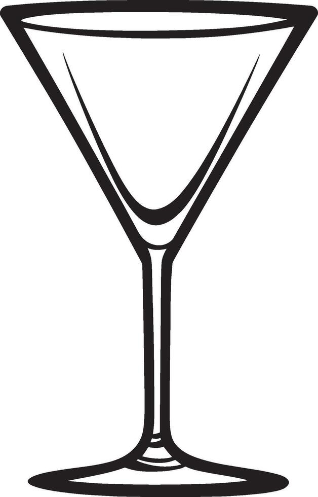 Martini glass outline in black design. vector