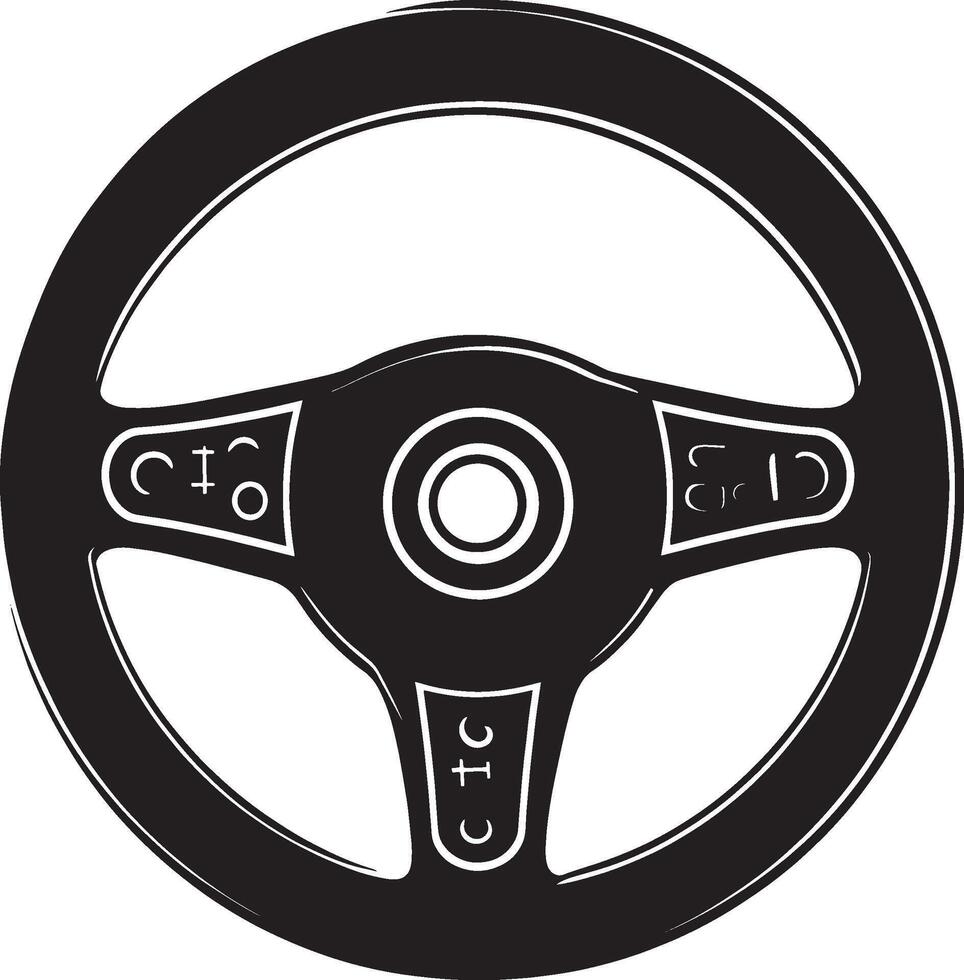 Steering Wheel simple silhouette black illustration vector