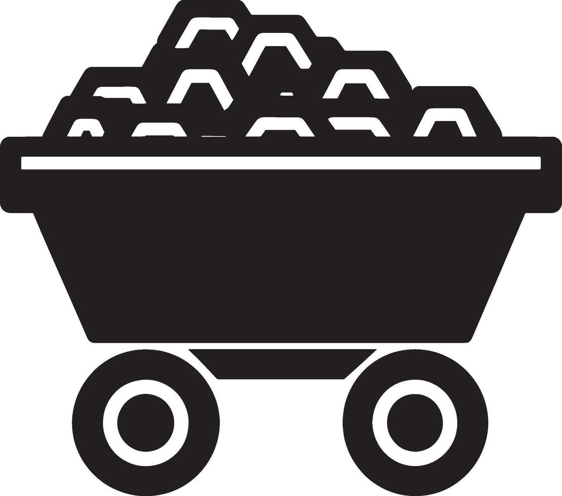 Mining cart symbol in black design. vector