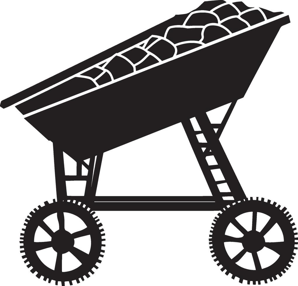 Mining Cart simple silhouette black illustration vector