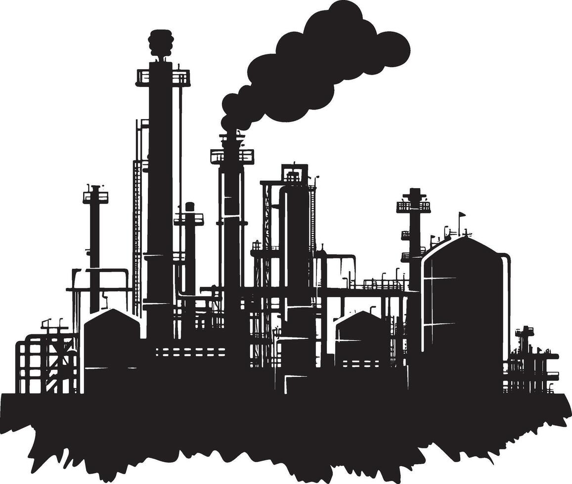 Black illustration of a simple factory silhouette. vector
