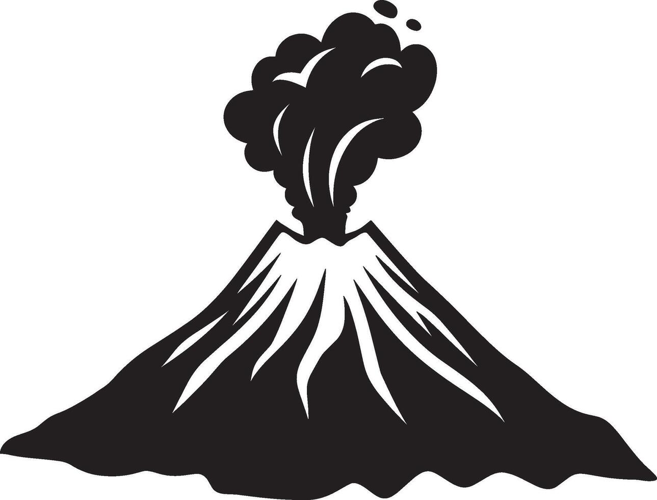 volcano icon, black and white illustration vector
