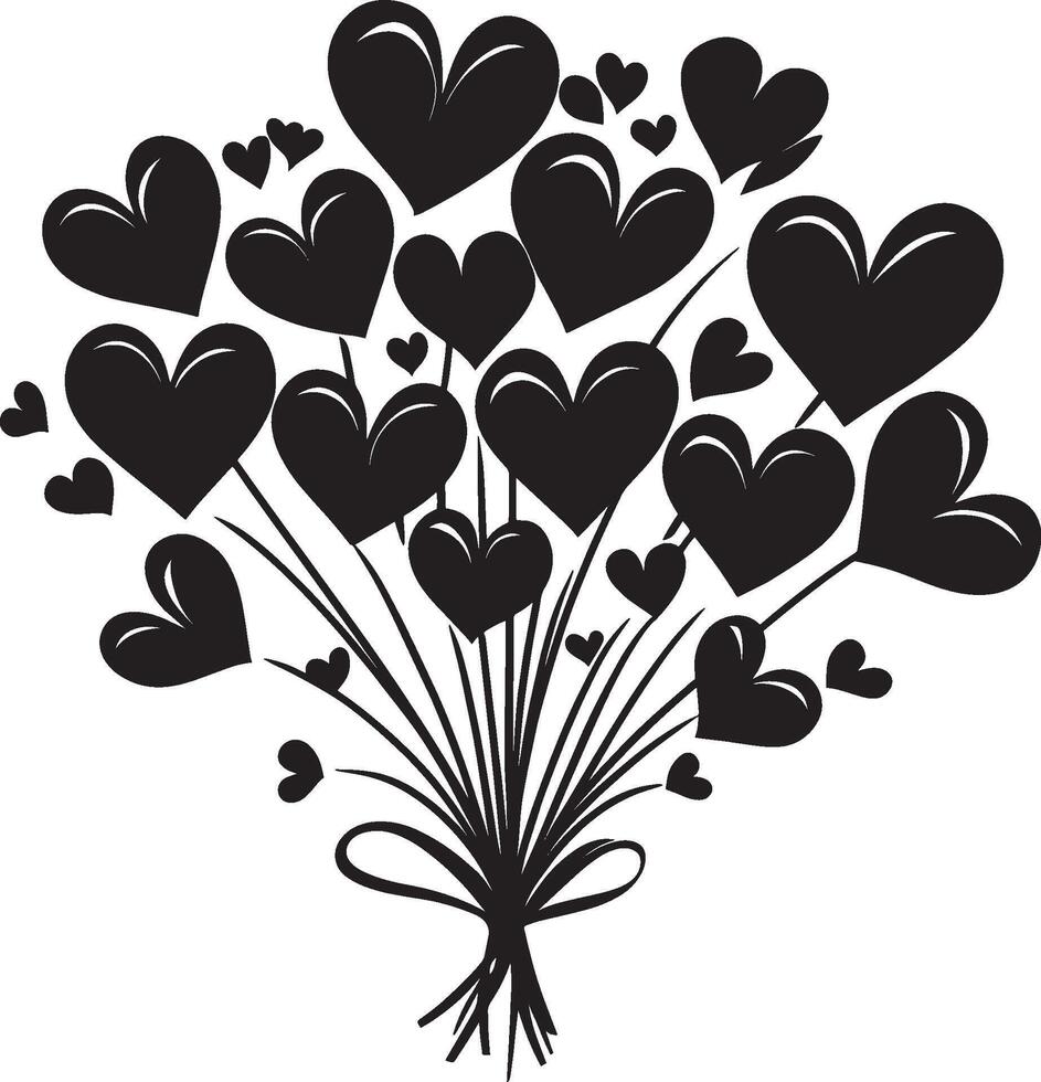 a bouquet of hearts with a bow on a white background vector