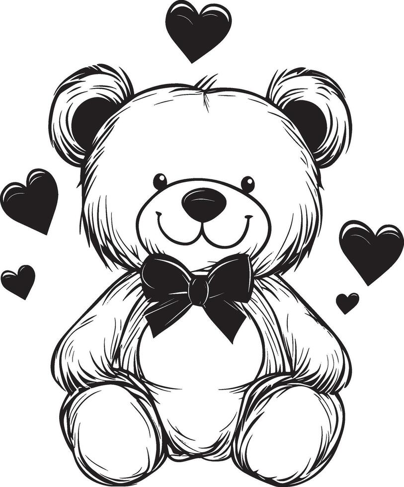 teddy bear with hearts on white background vector