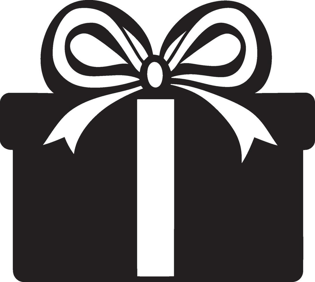 black and white gift box with bow on white background vector