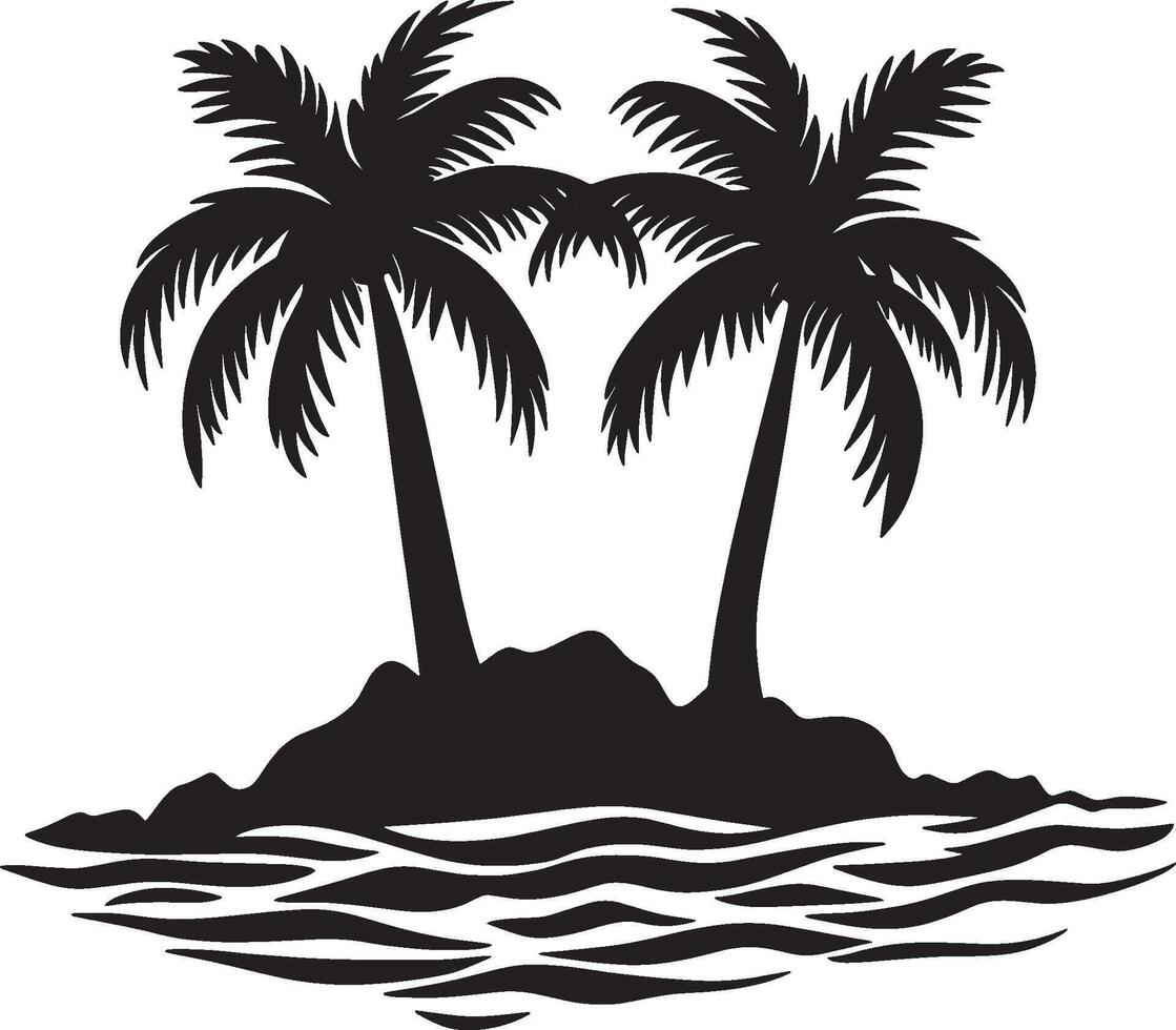 tropical island with palm trees illustration vector