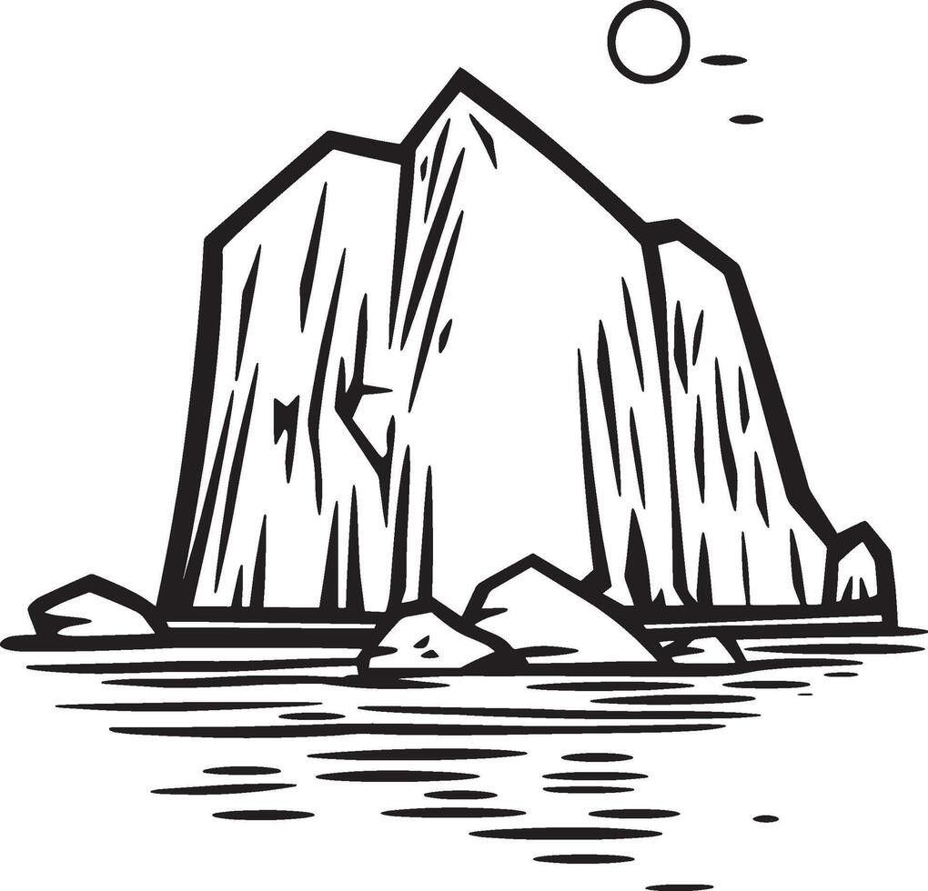 rocky island in the ocean illustration vector