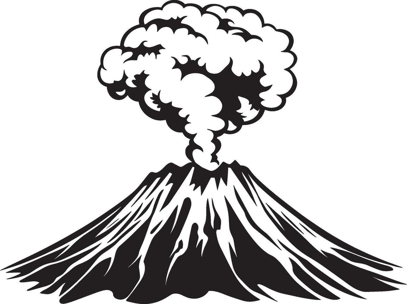 volcano icon black and white illustration vector