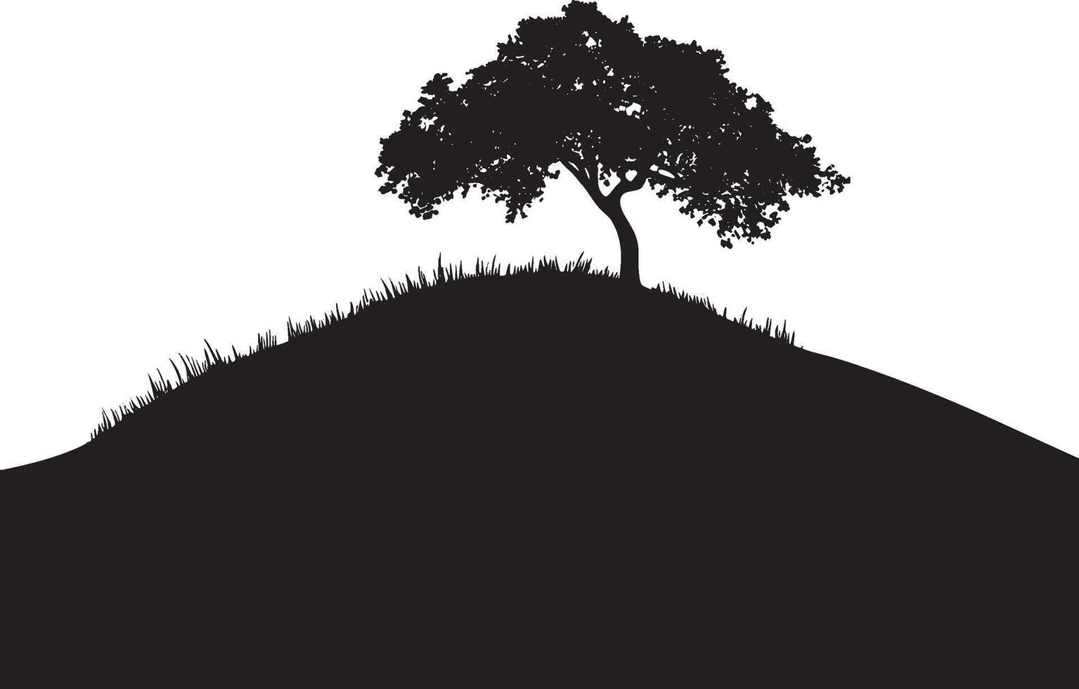 silhouette of a tree on a hill vector