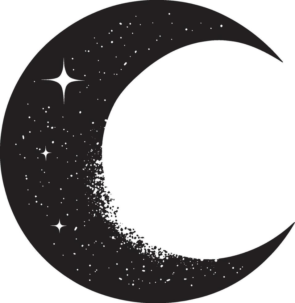 a black and white crescent with stars on it vector