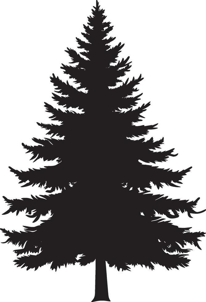 a black silhouette of a pine tree vector