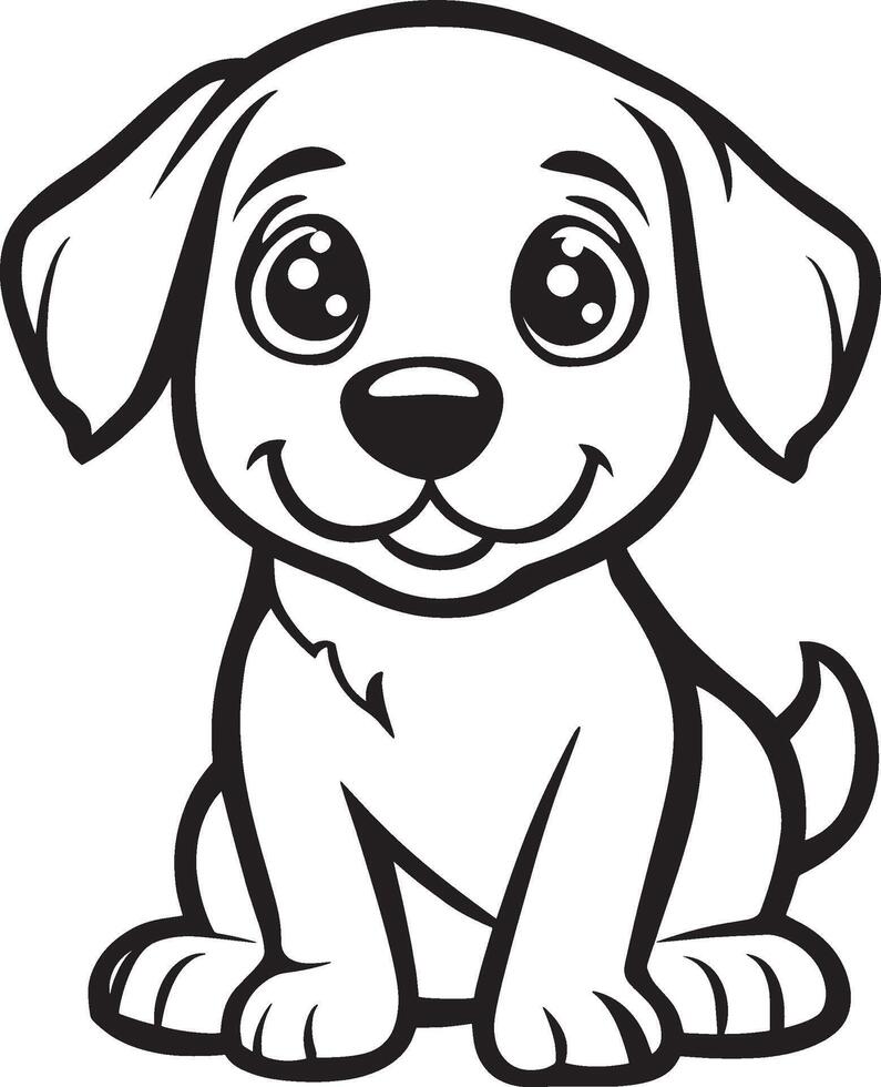 a cute puppy dog coloring page vector