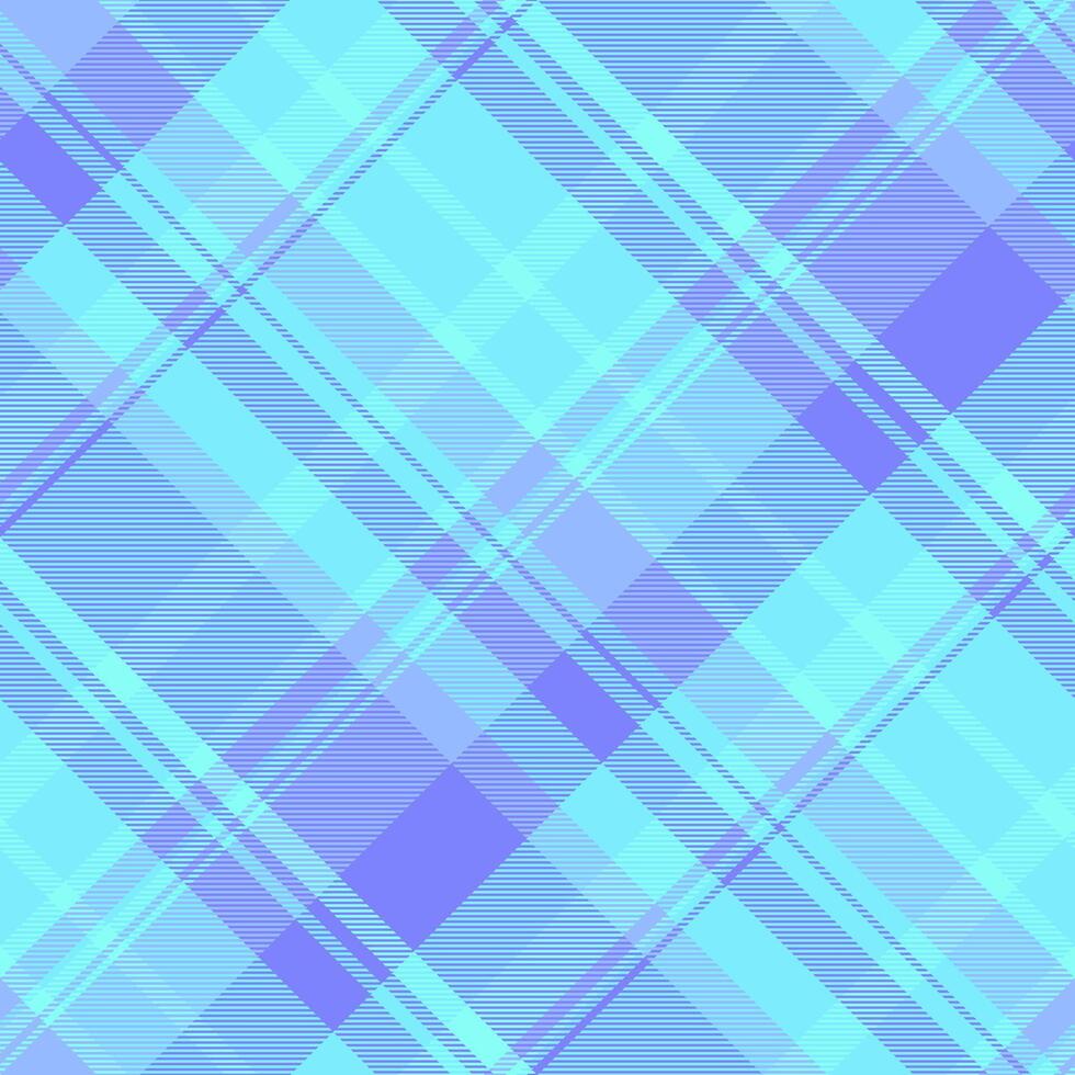 Factory texture pattern textile, sale background check. Lady tartan fabric seamless plaid in blue and cyan colors. vector