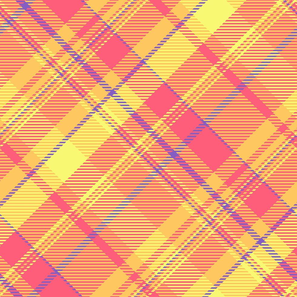 Traditional tartan check, garment seamless textile texture. Delicate fabric background pattern plaid in red and amber colors. vector