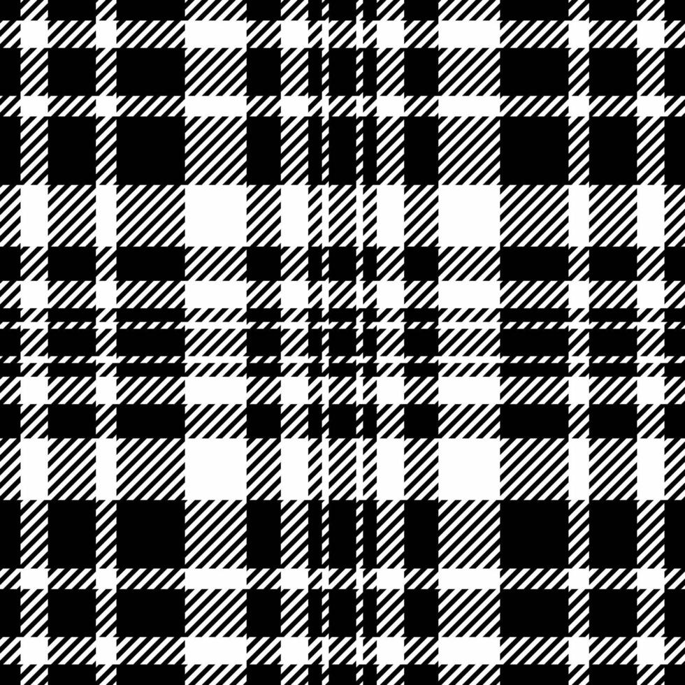 Horizon check background pattern, pyjamas plaid textile texture. Day fabric seamless tartan in black and white colors. vector
