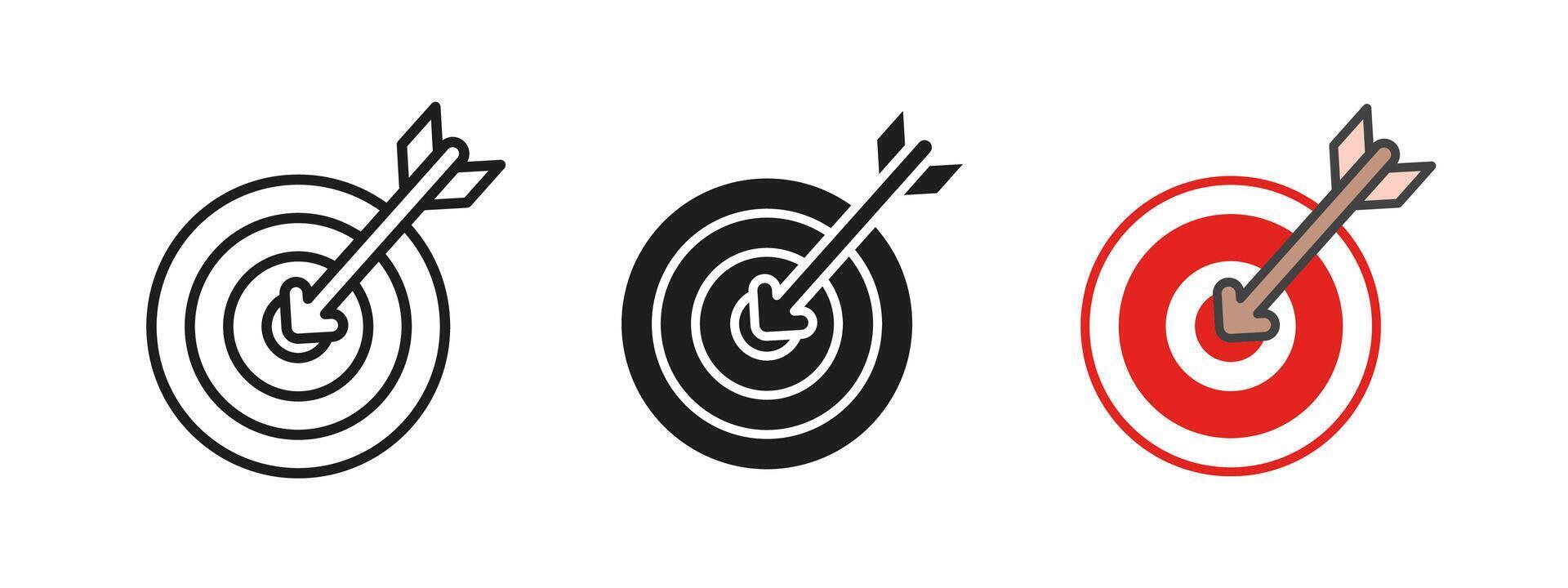 Target arrow icon. Goal achievement illustration. Accuracy success symbol. Business strategy focus sign. Competition marketing objective concept. vector