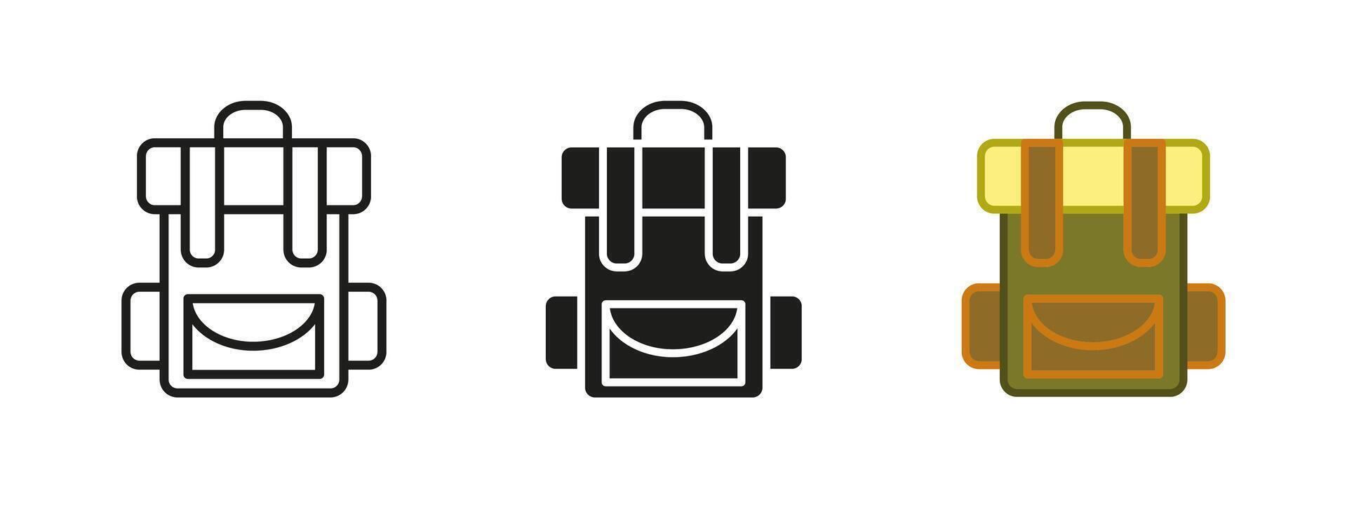 Travel backpack icon. Hiking and tourism illustration. Adventure and camping gear symbol. Rucksack for trips, journeys, and expeditions. vector