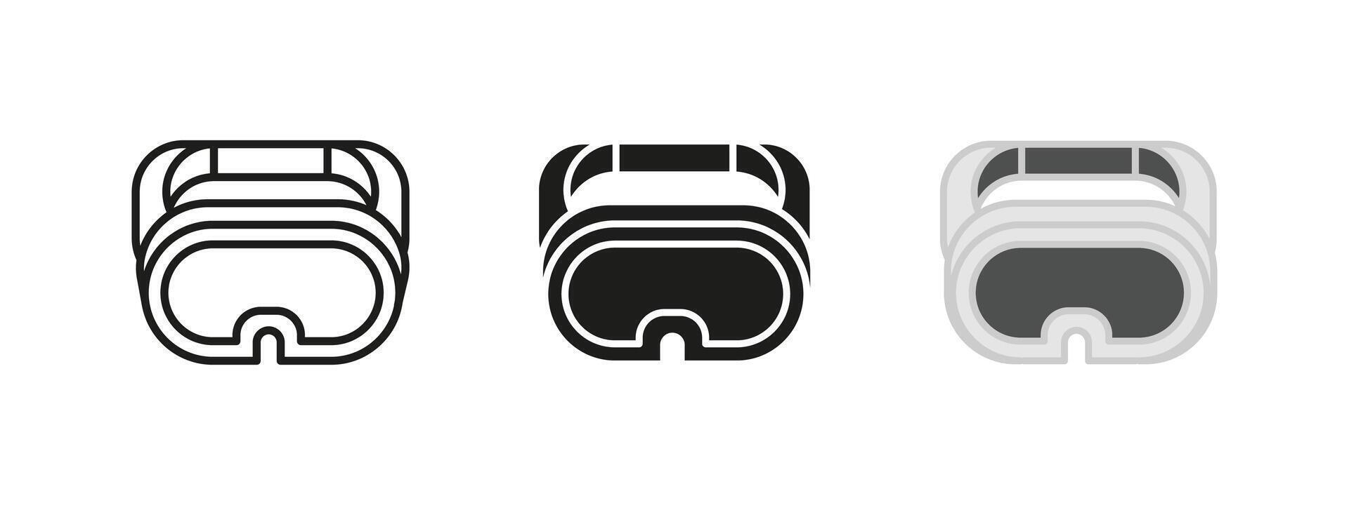 VR glasses icon. Virtual reality headset illustration. Digital simulation device symbol. Immersive gaming experience sign. Futuristic interactive innovation concept. vector
