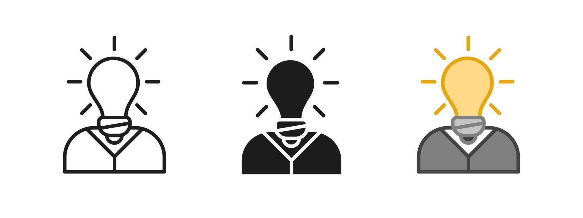 Idea innovation icon. Creative thinking illustration. Lightbulb inspiration symbol. Intelligence solution sign. Business strategy progress concept. vector