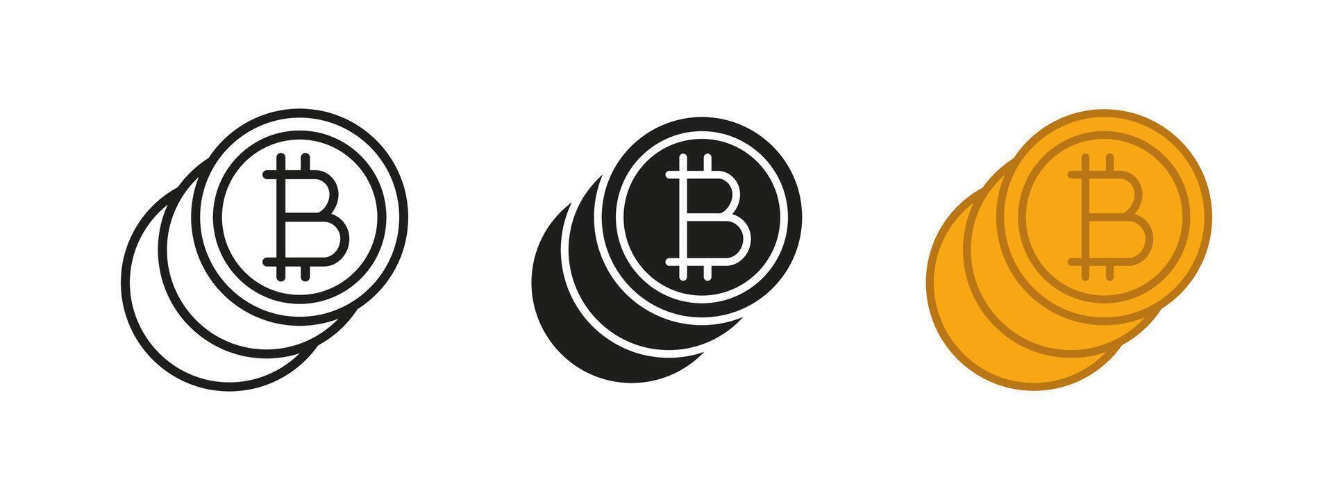 Bitcoin icon. Cryptocurrency finance illustration. Blockchain currency symbol. Digital money payment sign. Investment wealth economy design. Crypto bit coins multiplication pictogram. vector