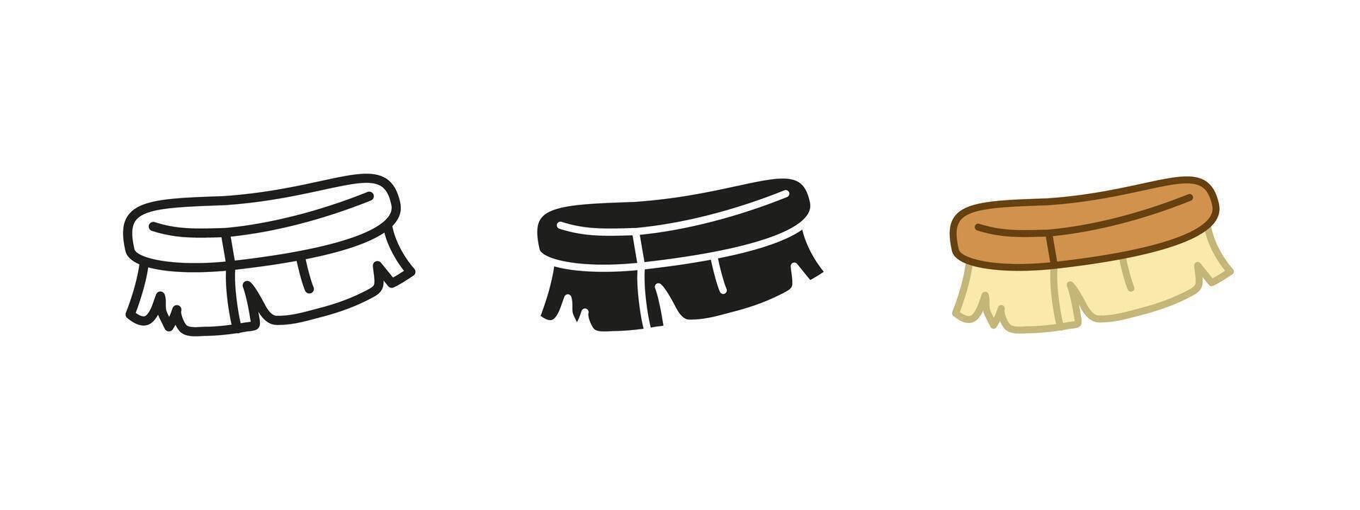 Scrubbing brush icon. Household cleaning tool illustration. Stiff bristle symbol. Hygiene sanitation sign. Dirt removal concept. Shoe brush pictogram. vector