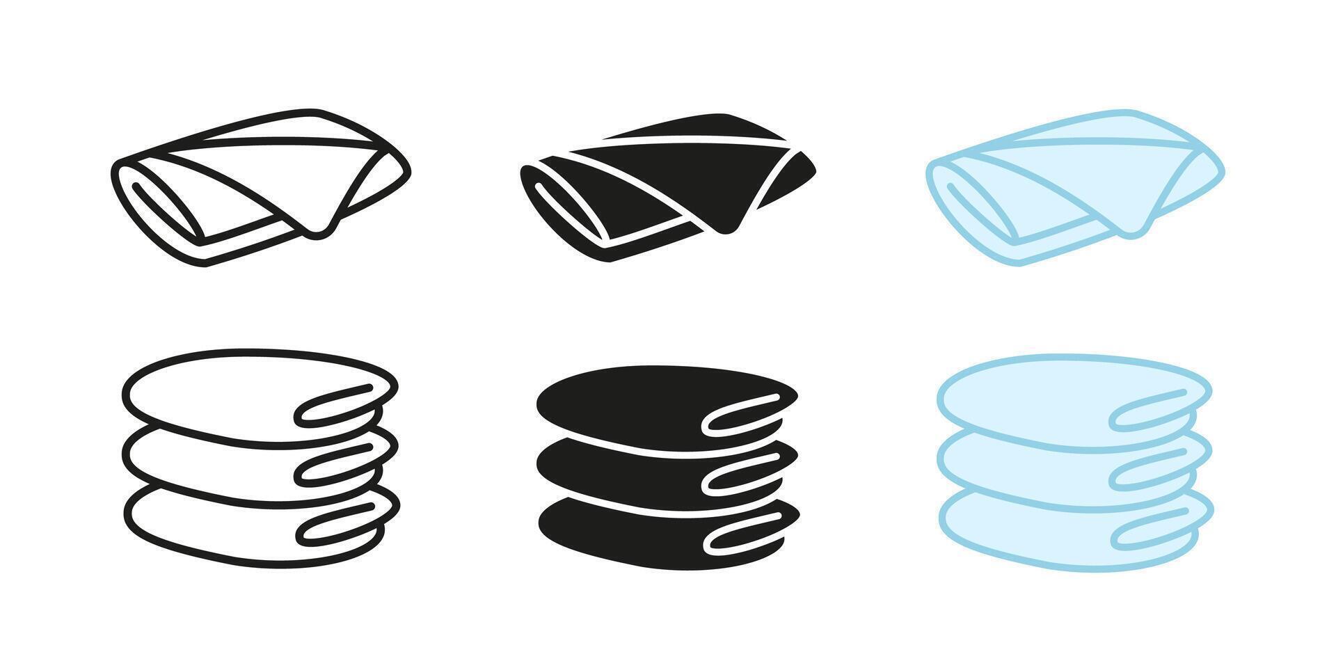Folded towel icon. Soft fabric stack illustration. Clean textile symbol. Hygienic bathroom essential sign. Spa wellness relaxation concept. vector