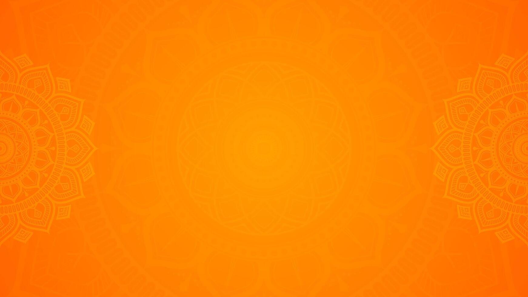 Vibrant Abstract Orange Yellow Horizontal Backdrop Design Featuring Subtle Floral Mandala Details vector