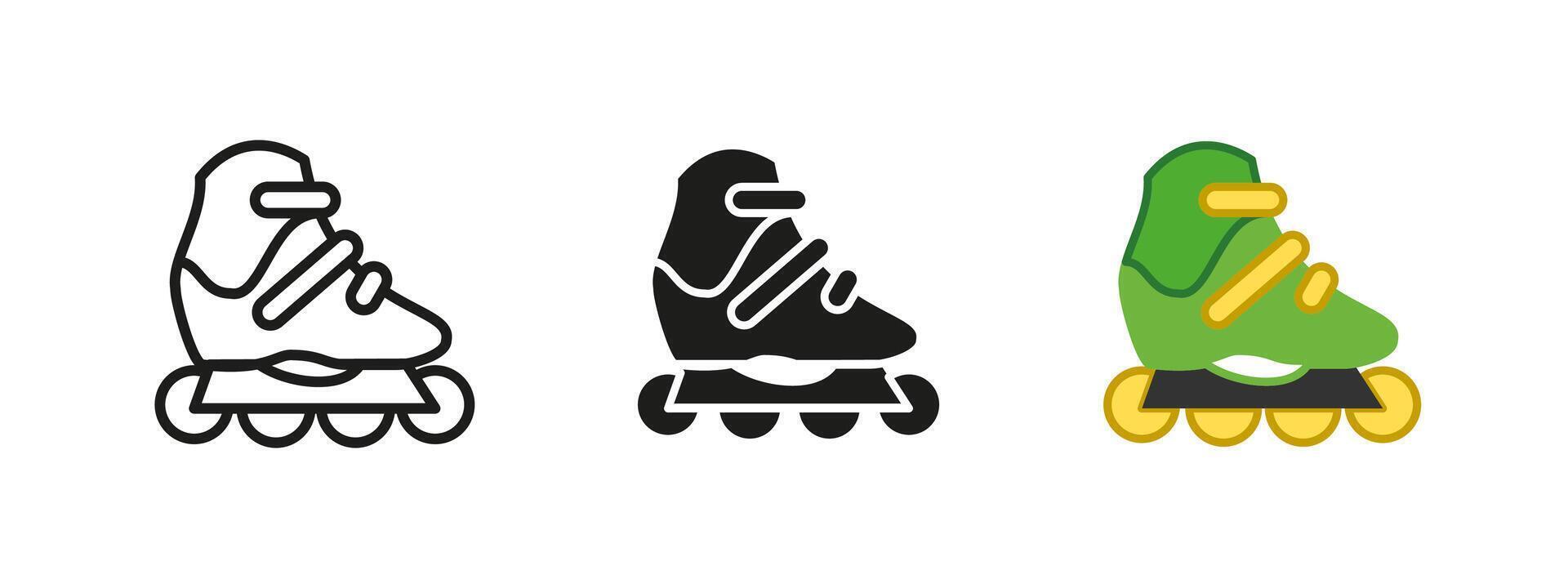 Rollers skates icon. Outdoor skating illustration. High-speed activity symbol. Sport and fitness sign. Recreation, exercise, and competition concept. vector