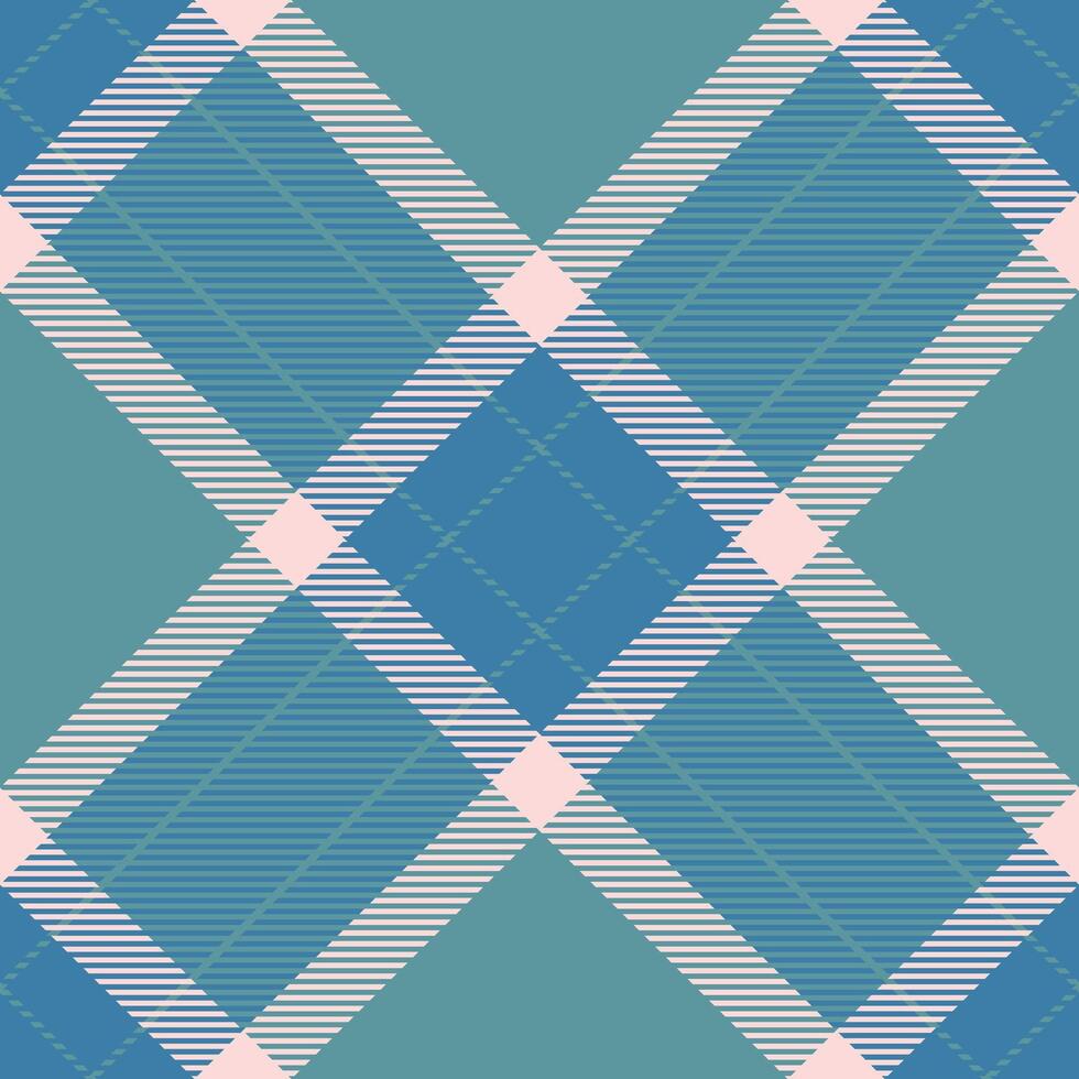 Drawing tartan background, calm check pattern fabric. Romantic texture plaid textile seamless in cyan and light colors. vector