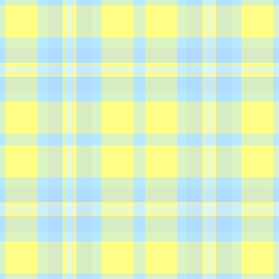 Grungy plaid textile pattern, curtain tartan fabric check. Rectangle texture background seamless in light and yellow colors. vector