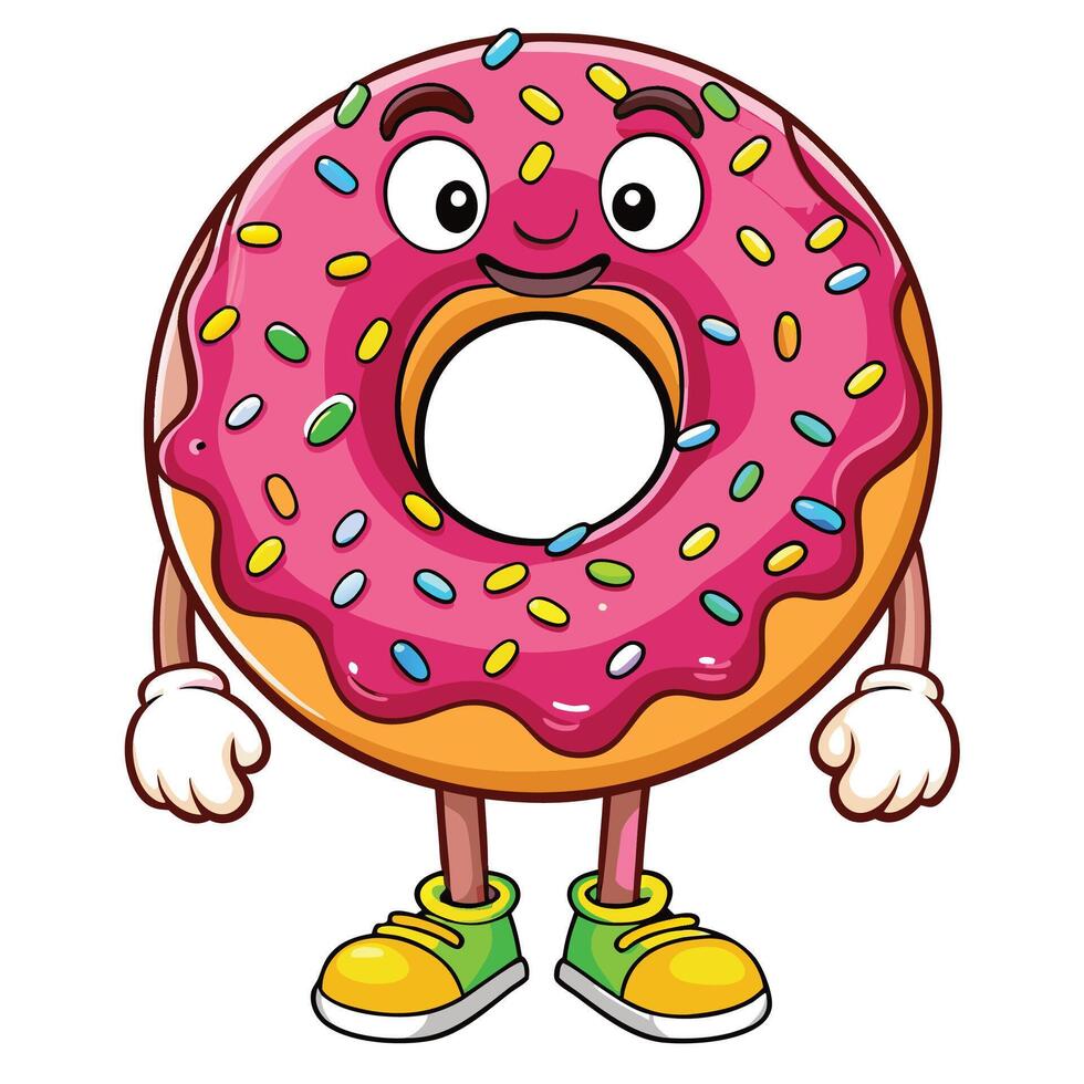 a cartoon donut character arms and legs white background vector