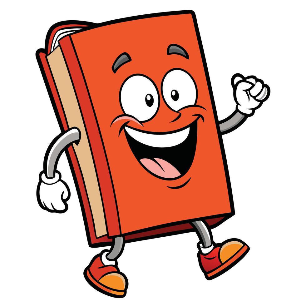 book character running with a book illustration white background vector