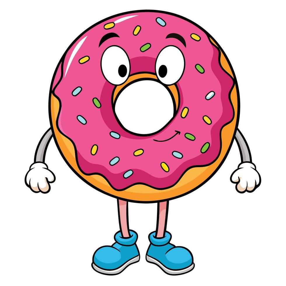 donut cartoon character white background vector