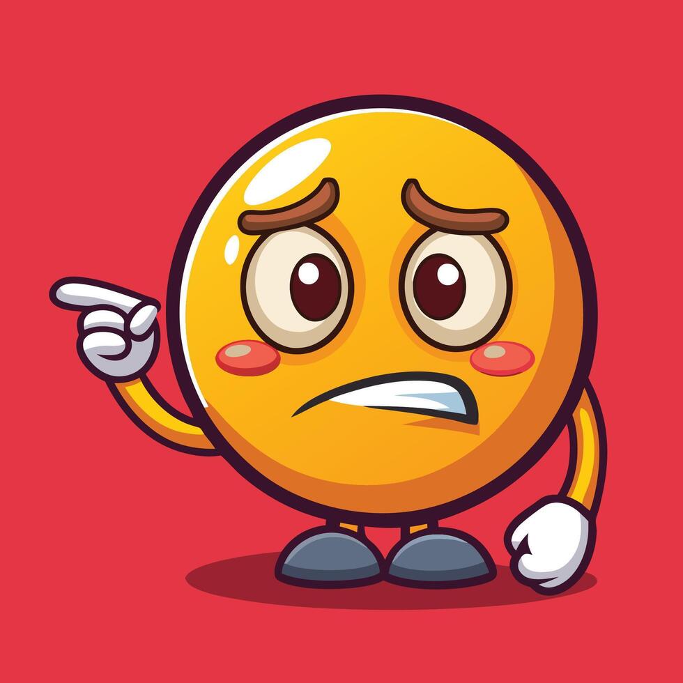 emoticon angry cartoon character with sad face and pointin white backgroundg finger vector