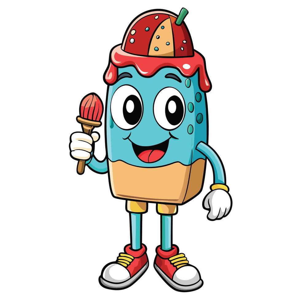 ice cream character holding an ice cream cone white background vector