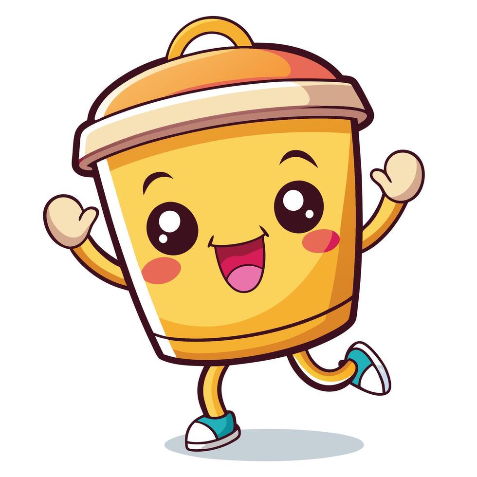 a cartoon yellow container with arms and legs white background vector