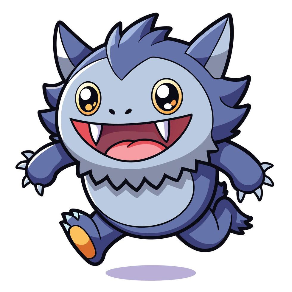 a cartoon character with big eyes and big teeth white background vector