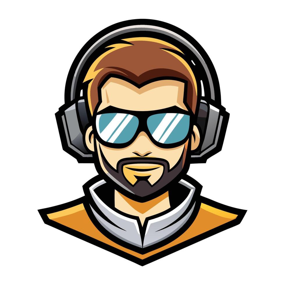 a man with headphones and sunglasses white background vector