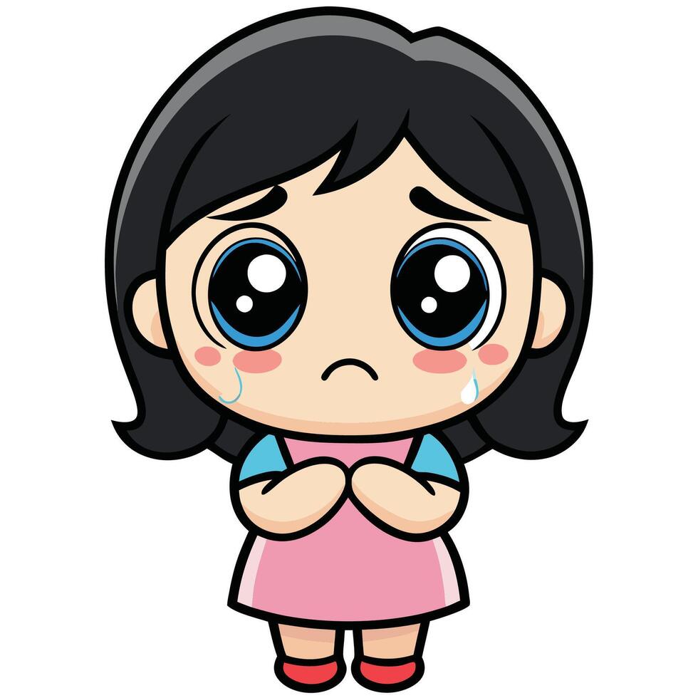 cute cartoon girl illustration white background vector