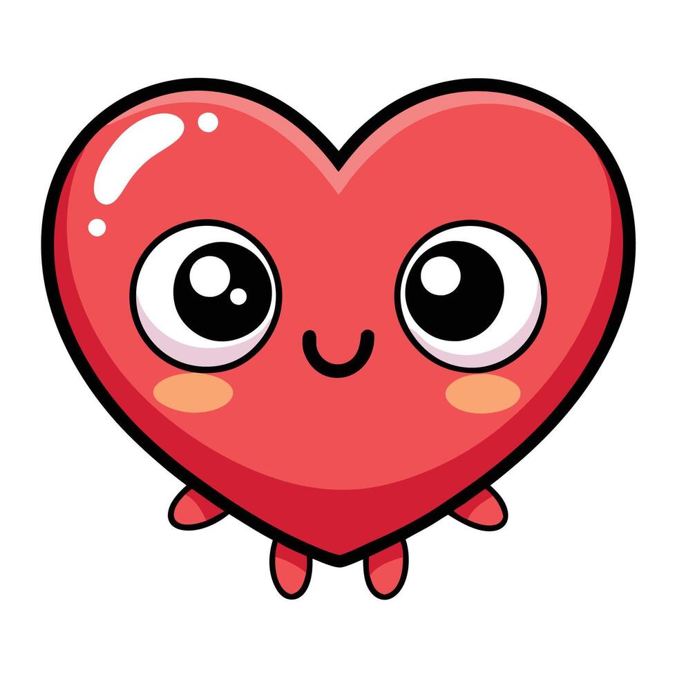 a cartoon heart with big eyes and a big nose white background vector