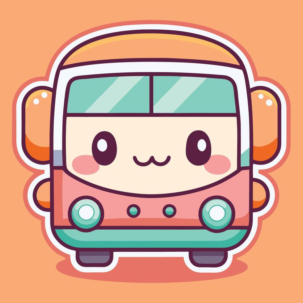 a cute bus with eyes and a smile vector