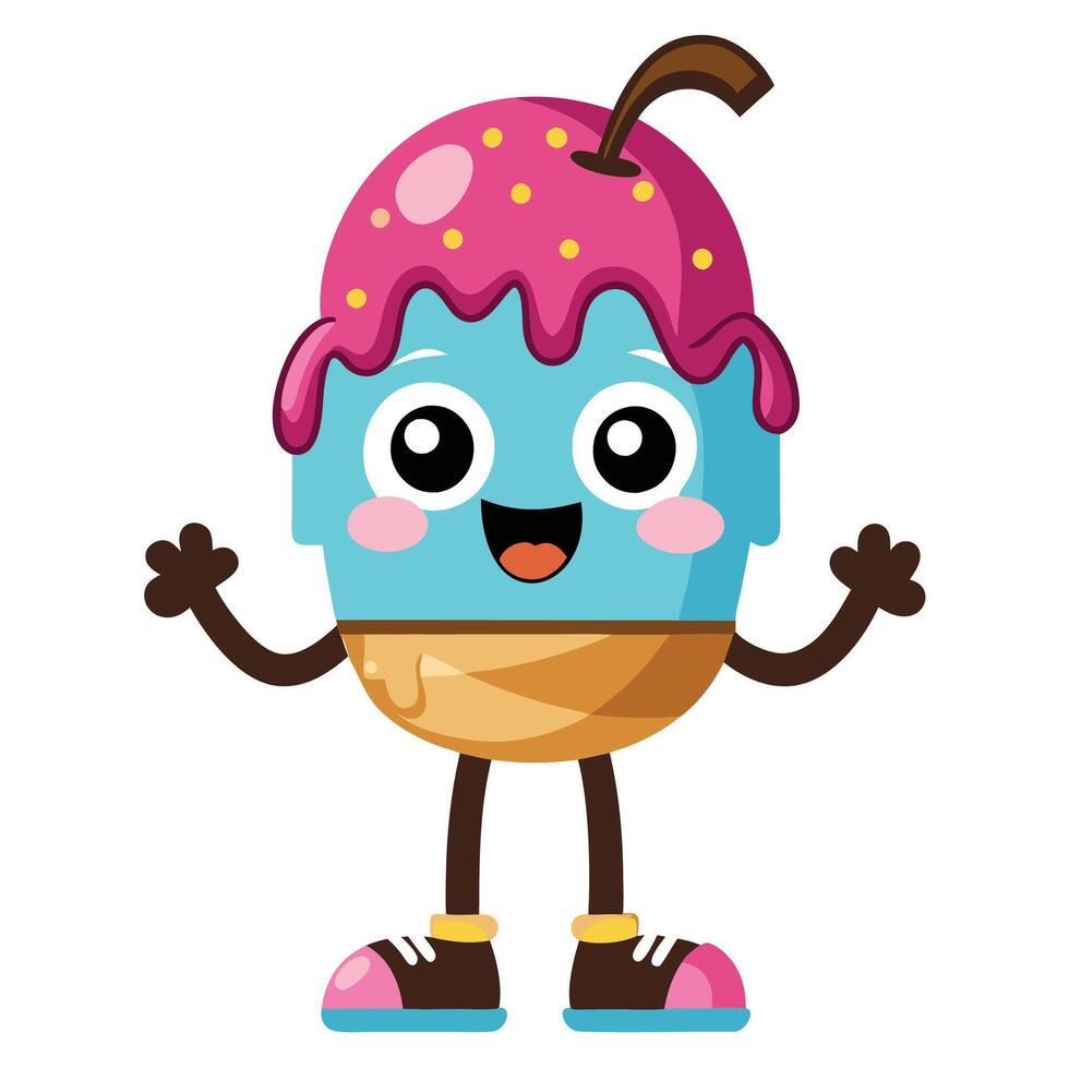 ice cream cartoon character with arms and legs white background vector