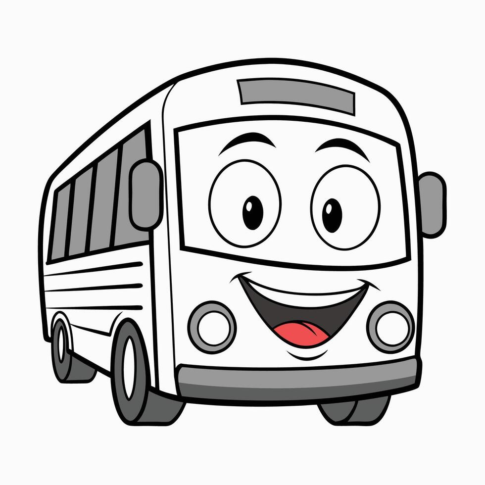 cartoon bus with smiling eyes white background vector