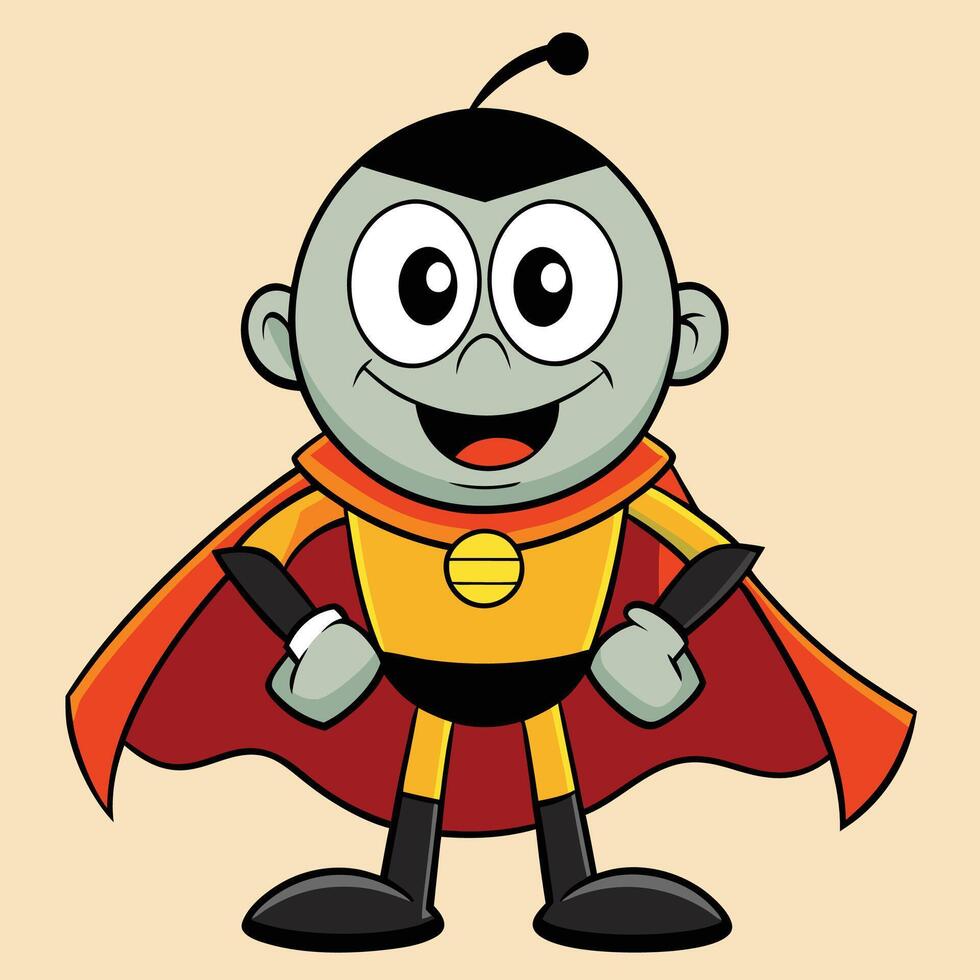 cartoon character of a superhero with a cape white background vector