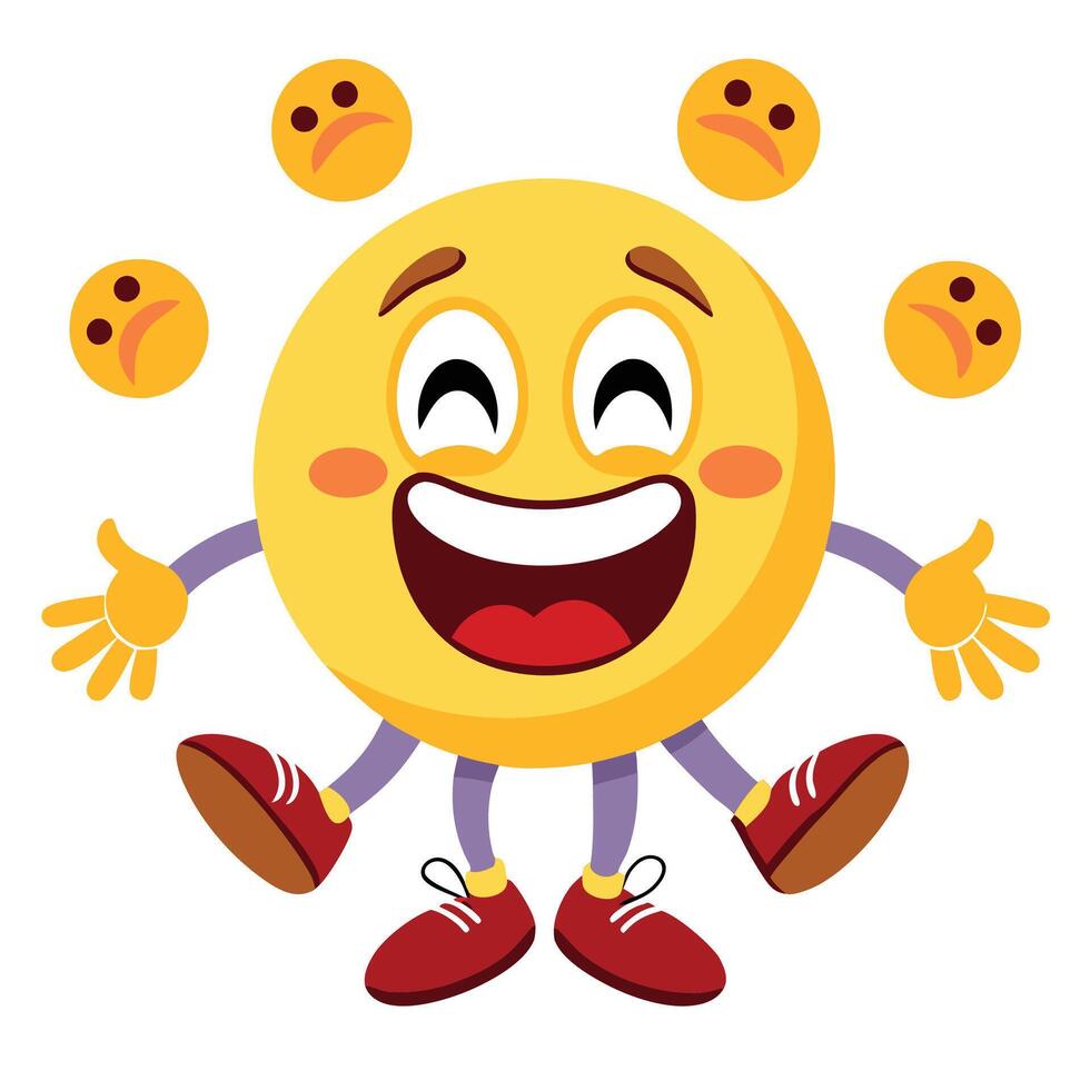 a cartoon smiley face with many faces white background vector