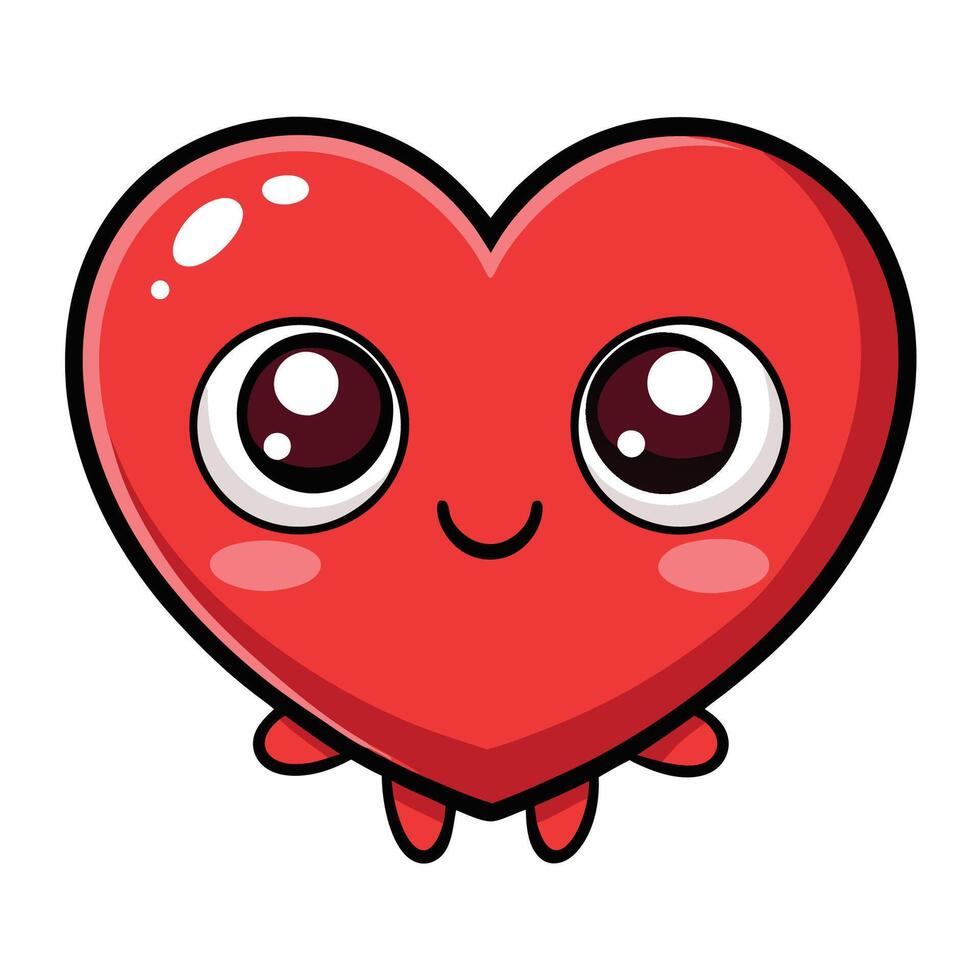 a cartoon heart with big eyes and a big smile white background vector