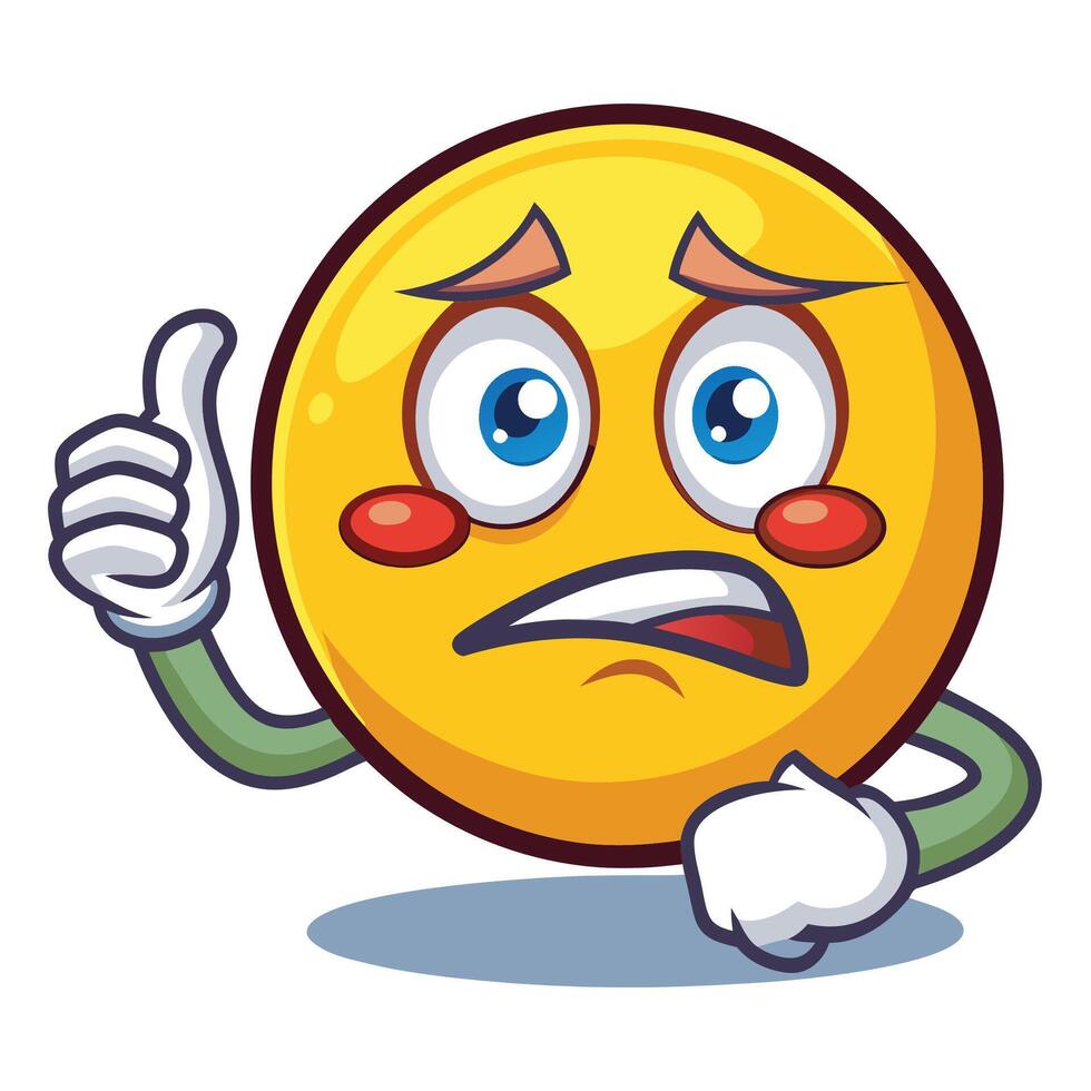 emoticon with thumbs up and angry face white background vector