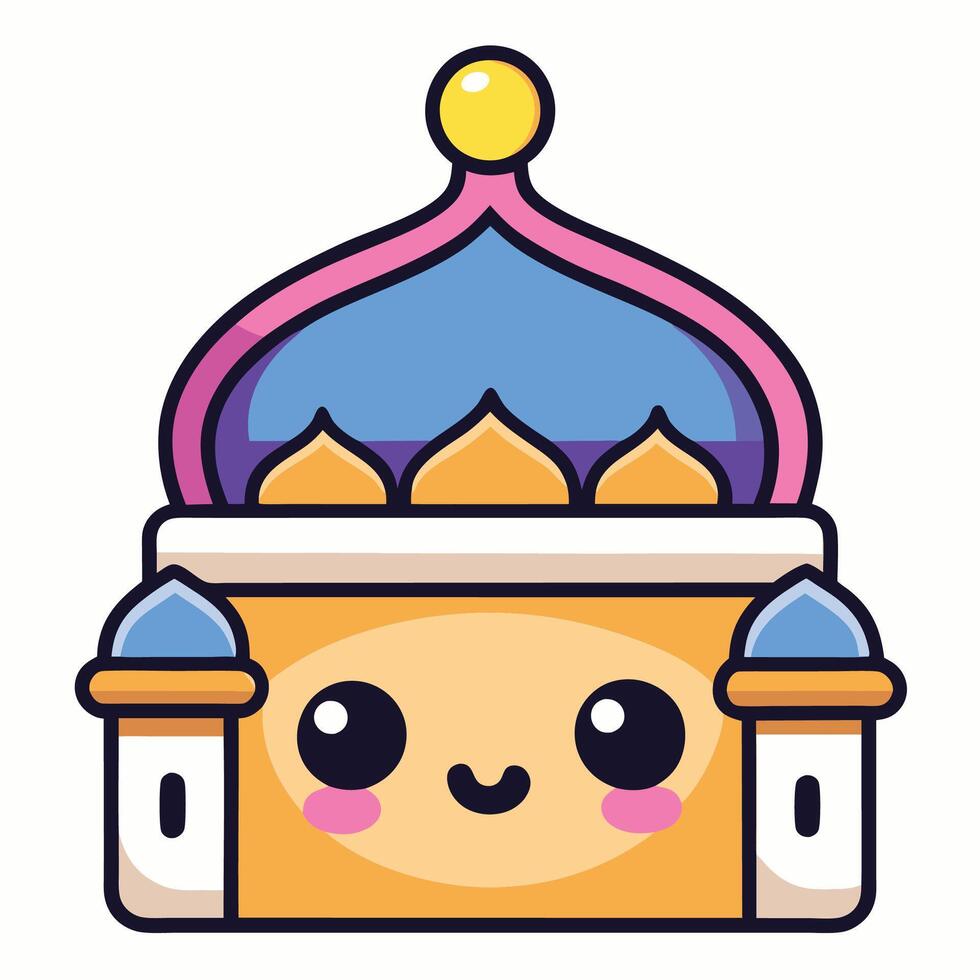a cartoon building with, white background vector