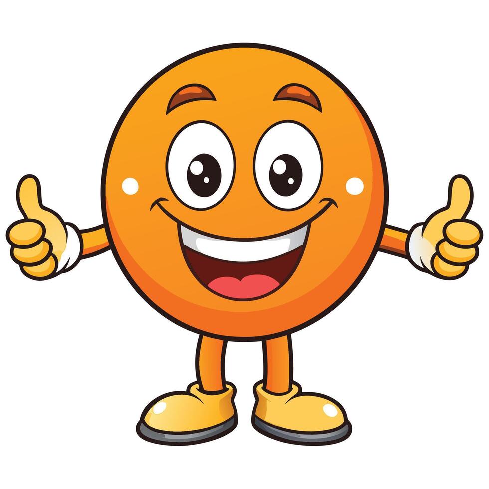 an orange emoticon character giving a thumbs up white background vector